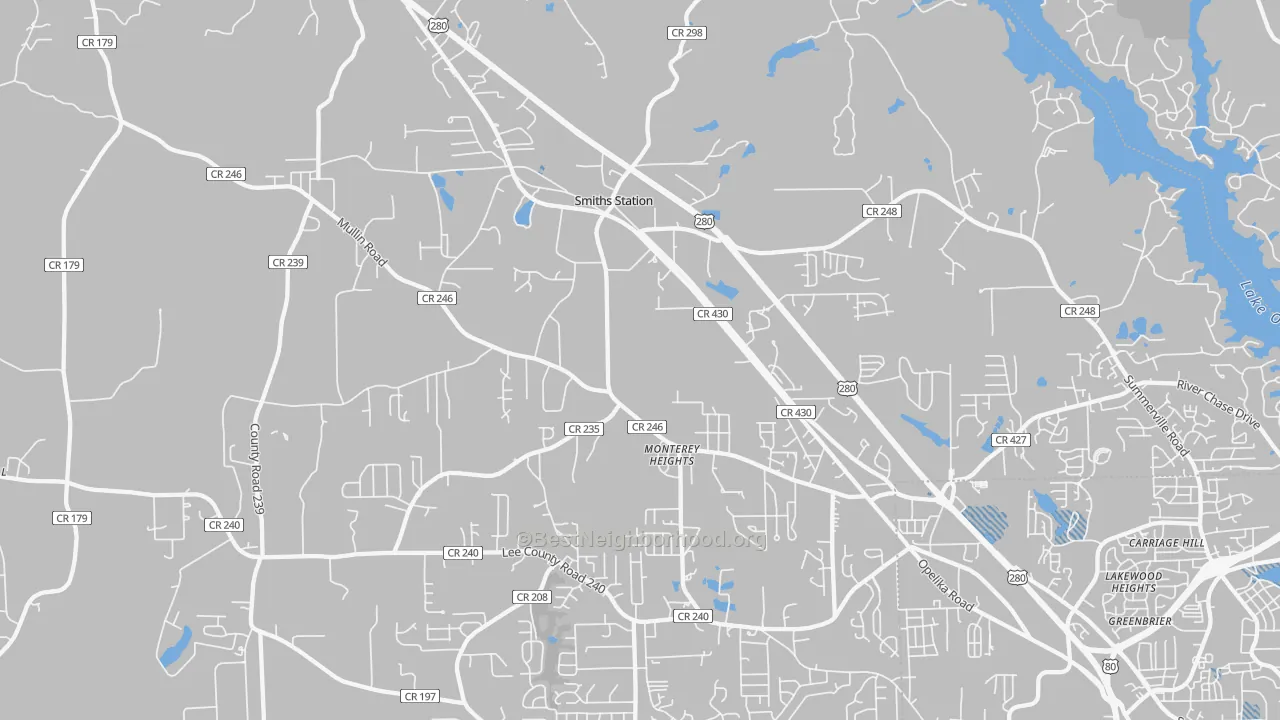 Transit Grade map of Smiths Station, AL