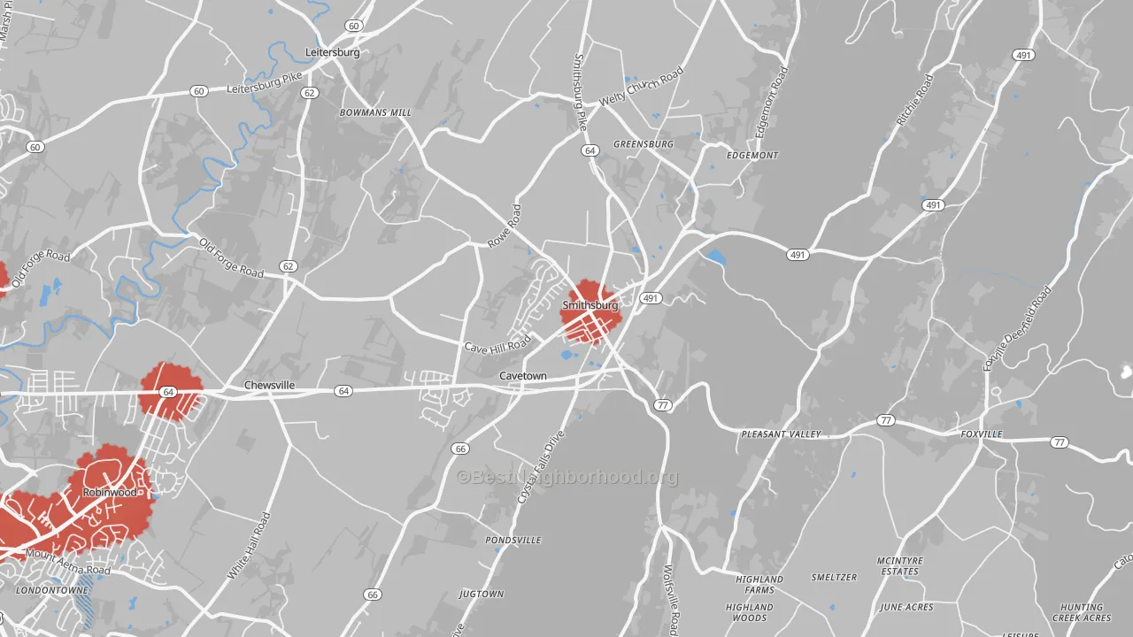 Transit Grade map of Smithsburg, MD