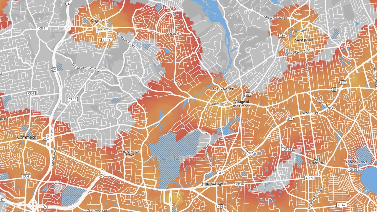 Transit Grade map of Smithtown, NY