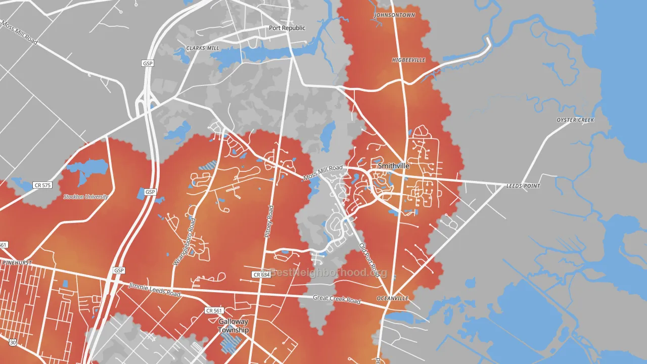 Transit Grade map of Smithville, NJ