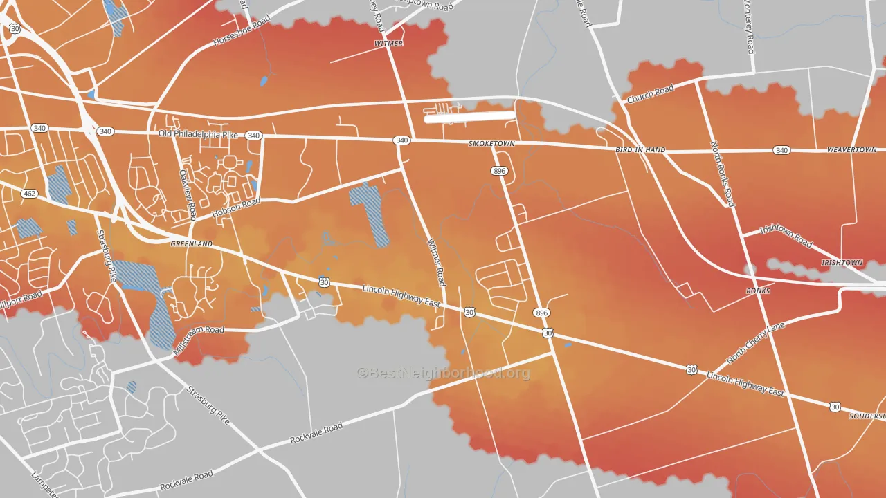Transit Grade map of Smoketown, PA