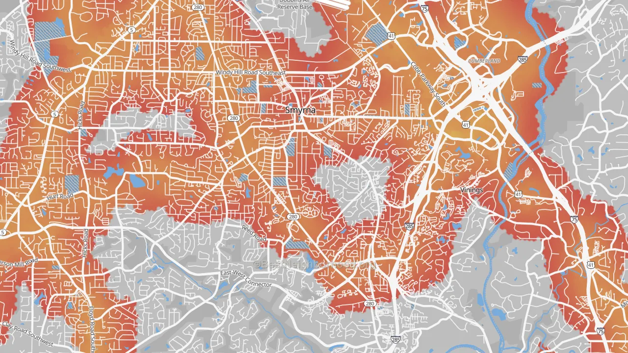 Transit Grade map of Smyrna, GA