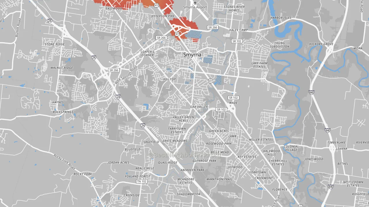 Transit Grade map of Smyrna, TN