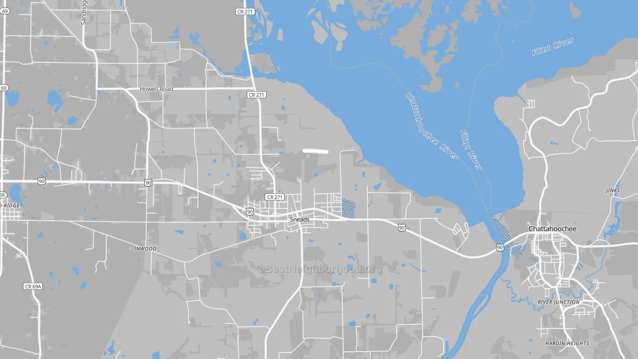 Transit Grade map of Sneads, FL