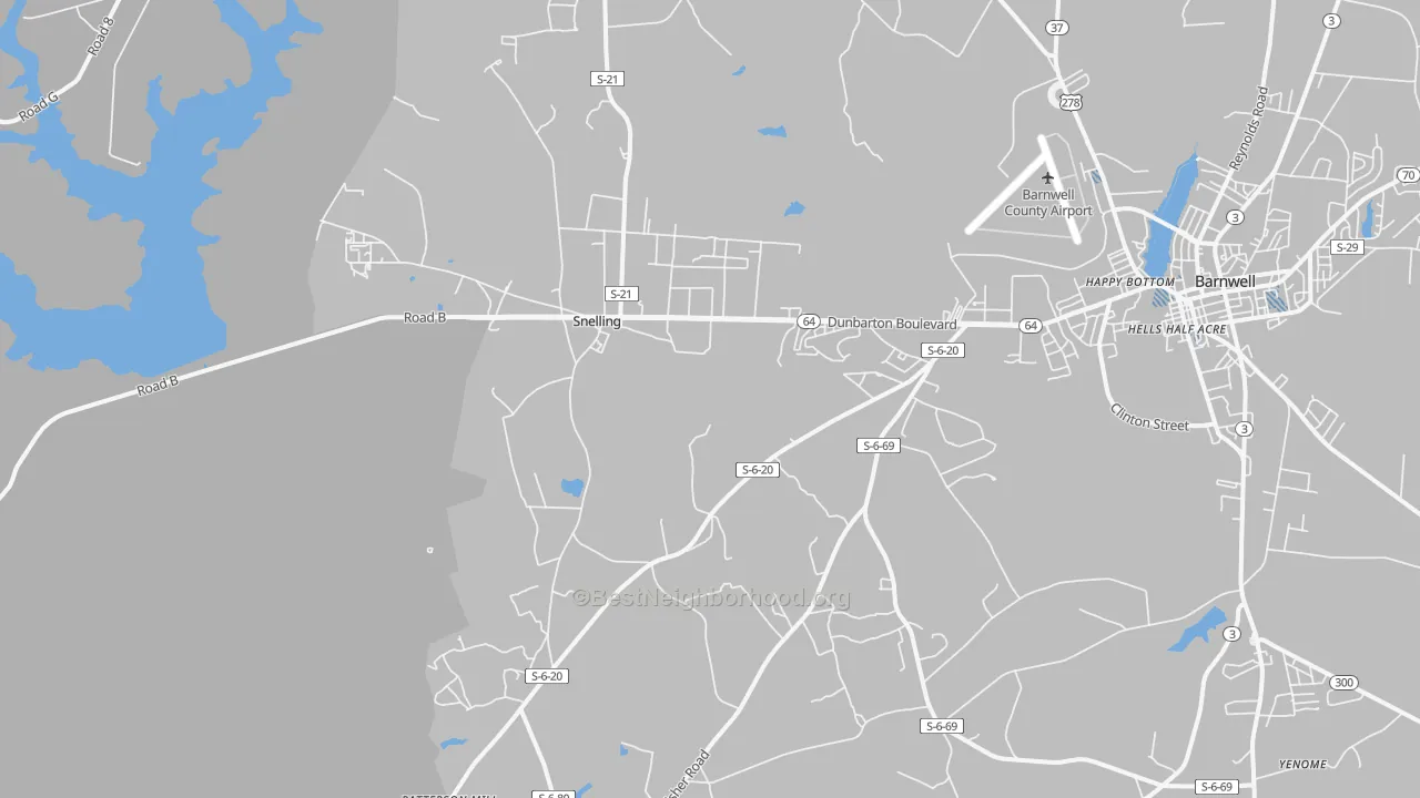 Transit Grade map of Snelling, SC