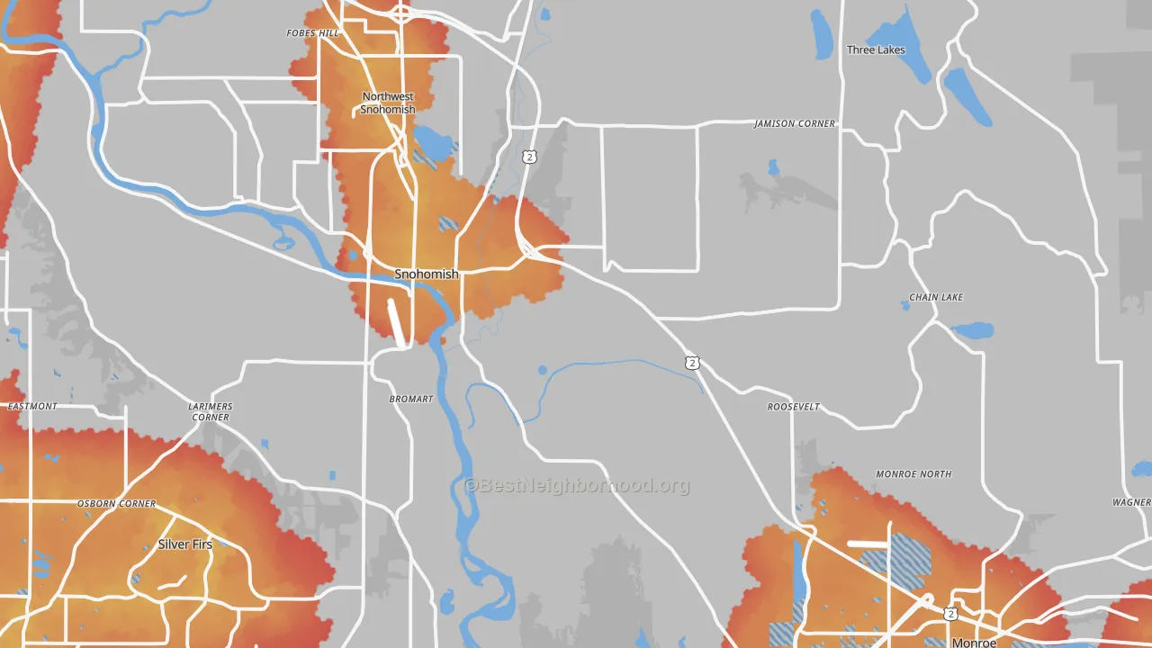 Transit Grade map of Snohomish, WA