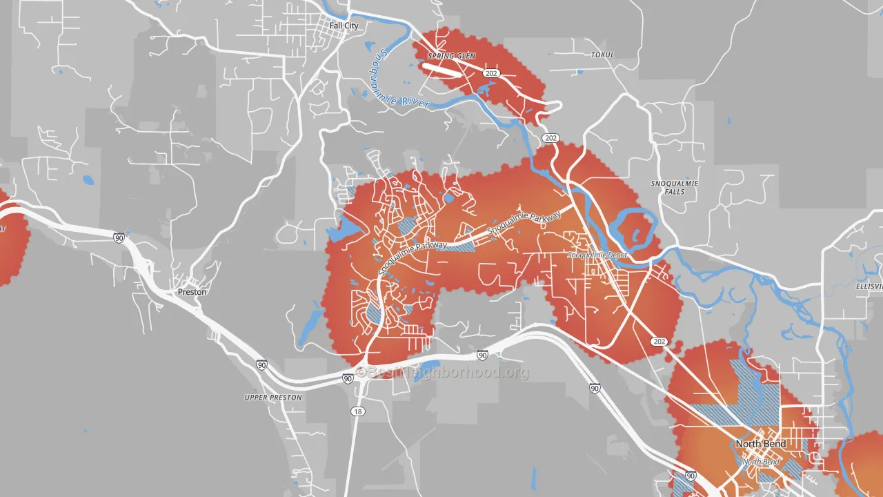 Transit Grade map of Snoqualmie, WA