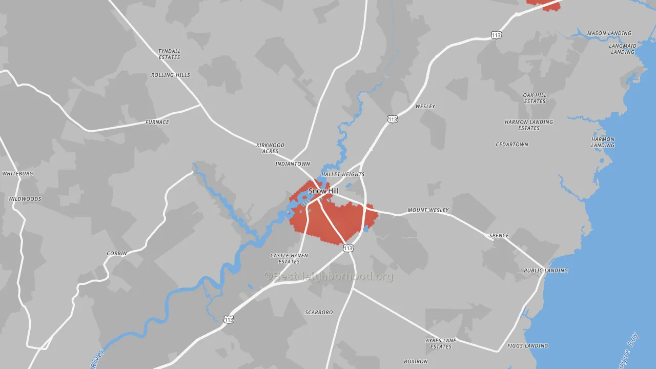 Transit Grade map of Snow Hill, MD