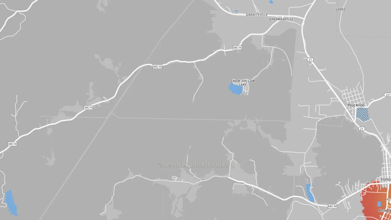Transit Grade map of Snow Hollow Lake, MO