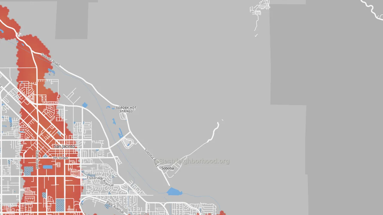 Transit Grade map of Soboba Hot Springs, CA