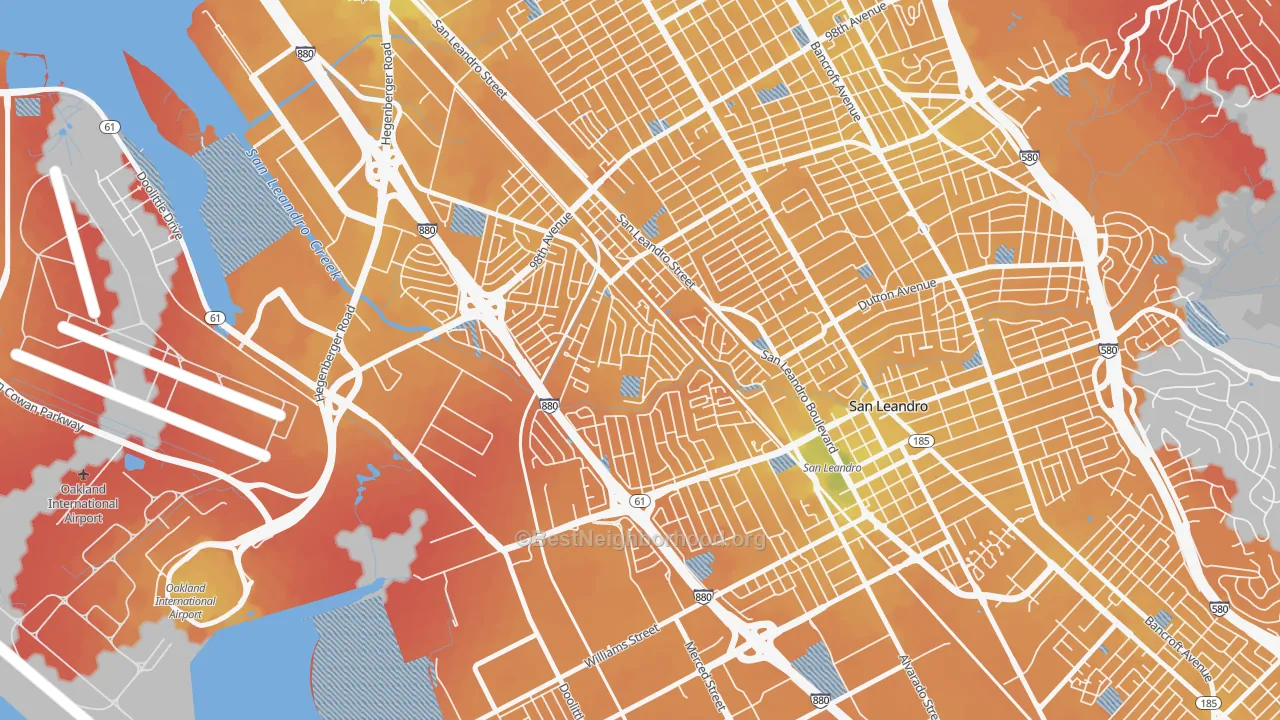 Transit Grade map of Sobrante Park, Oakland, CA