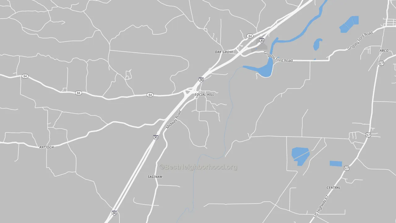 Transit Grade map of Social Hill, AR