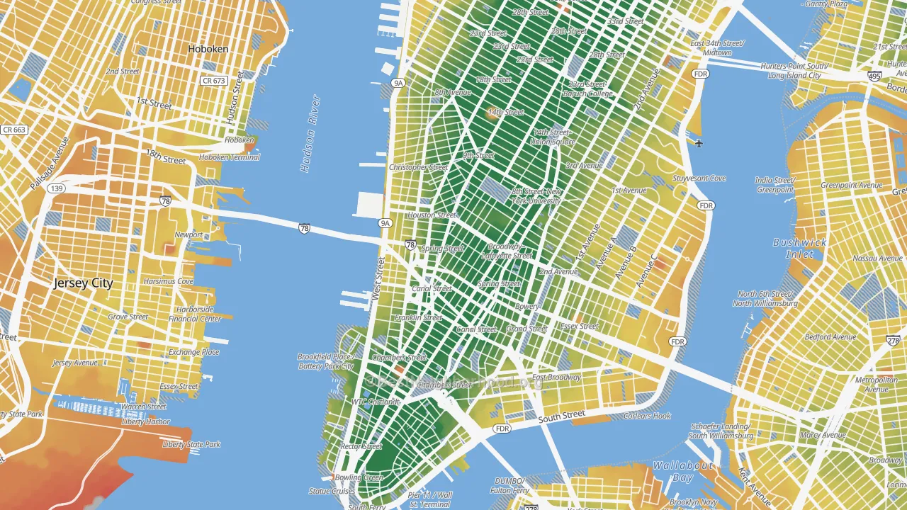 Transit Grade map of Soho, Manhattan, NY