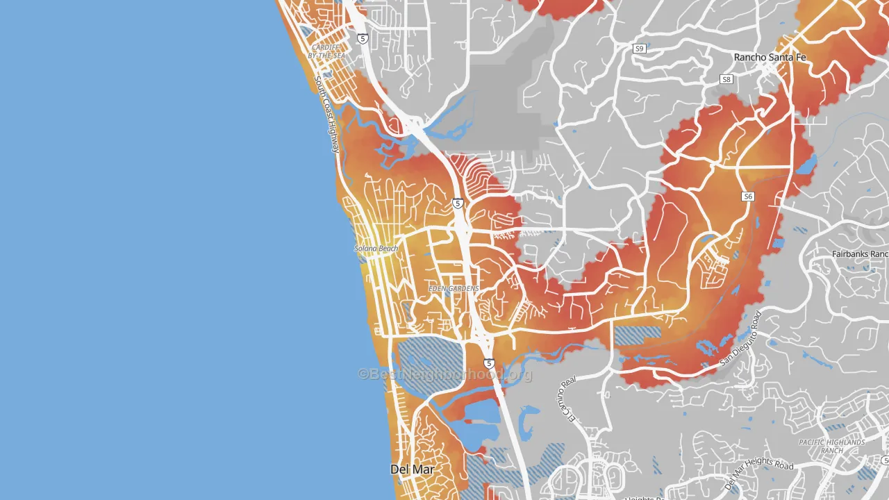 Transit Grade map of Solana Beach, CA