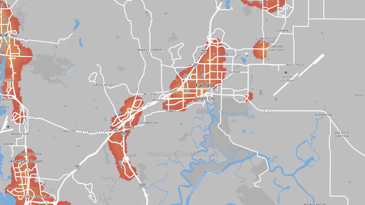 Transit Grade map of Solano County, CA