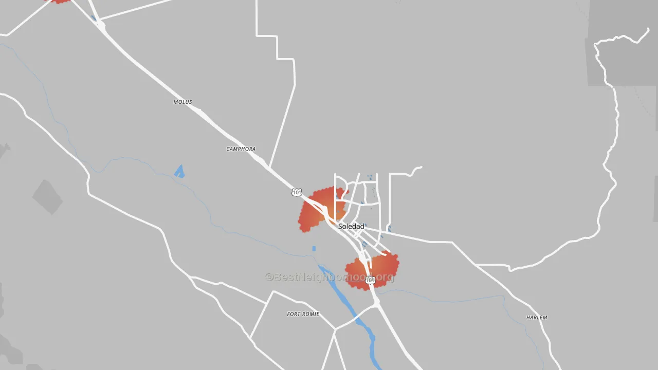 Transit Grade map of Soledad, CA