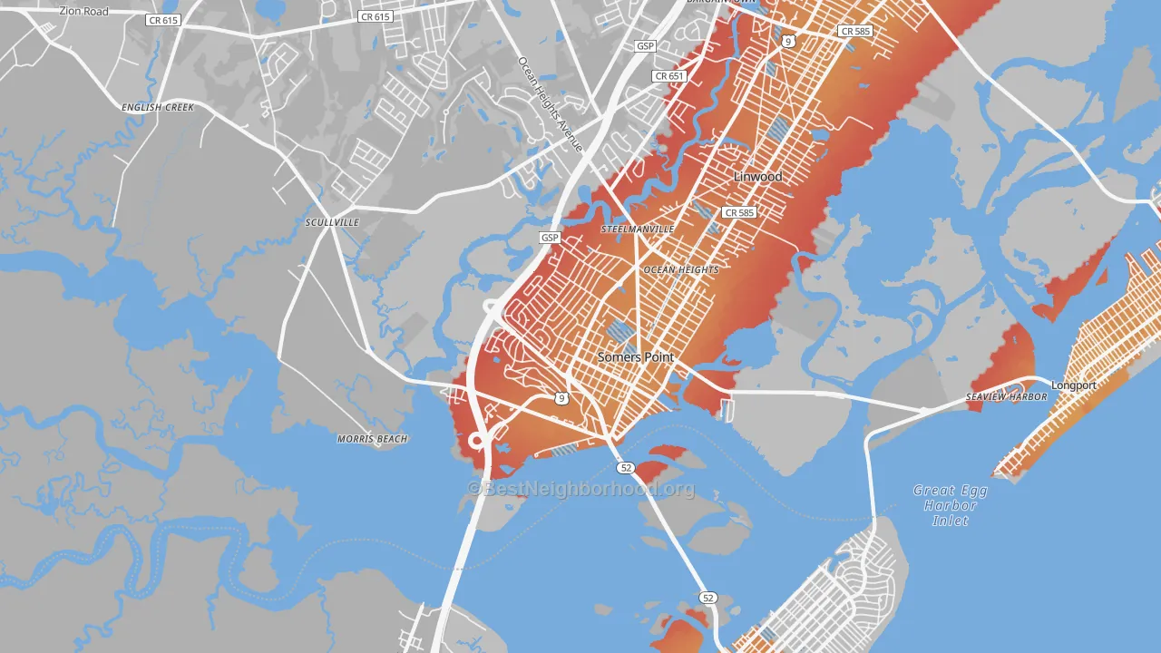 Transit Grade map of Somers Point, NJ