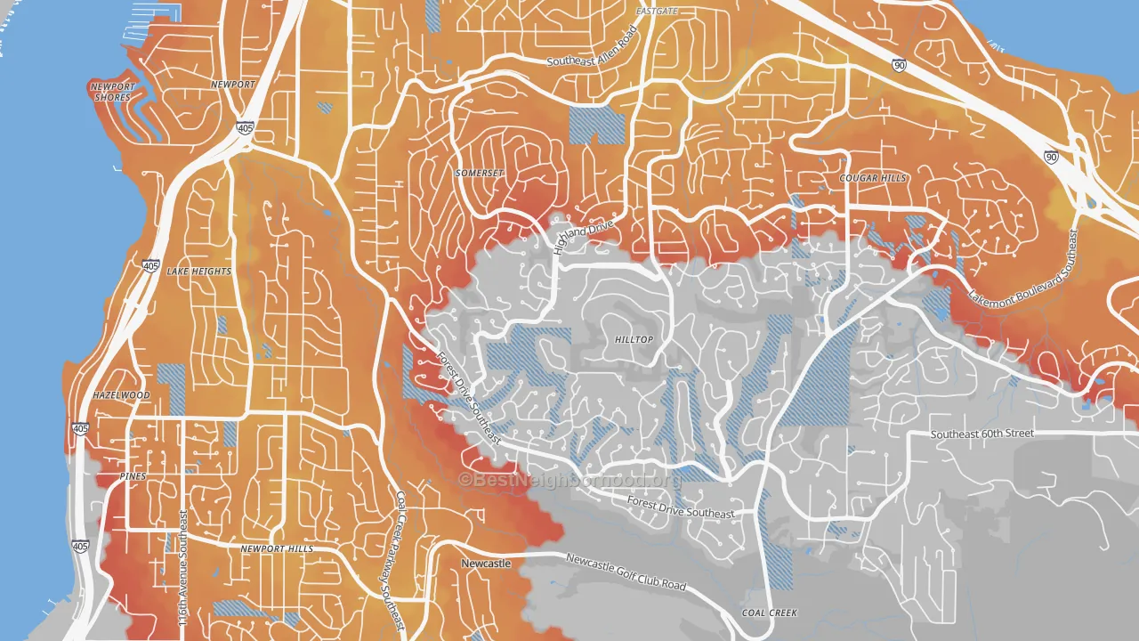 Transit Grade map of Somerset, Bellevue, WA