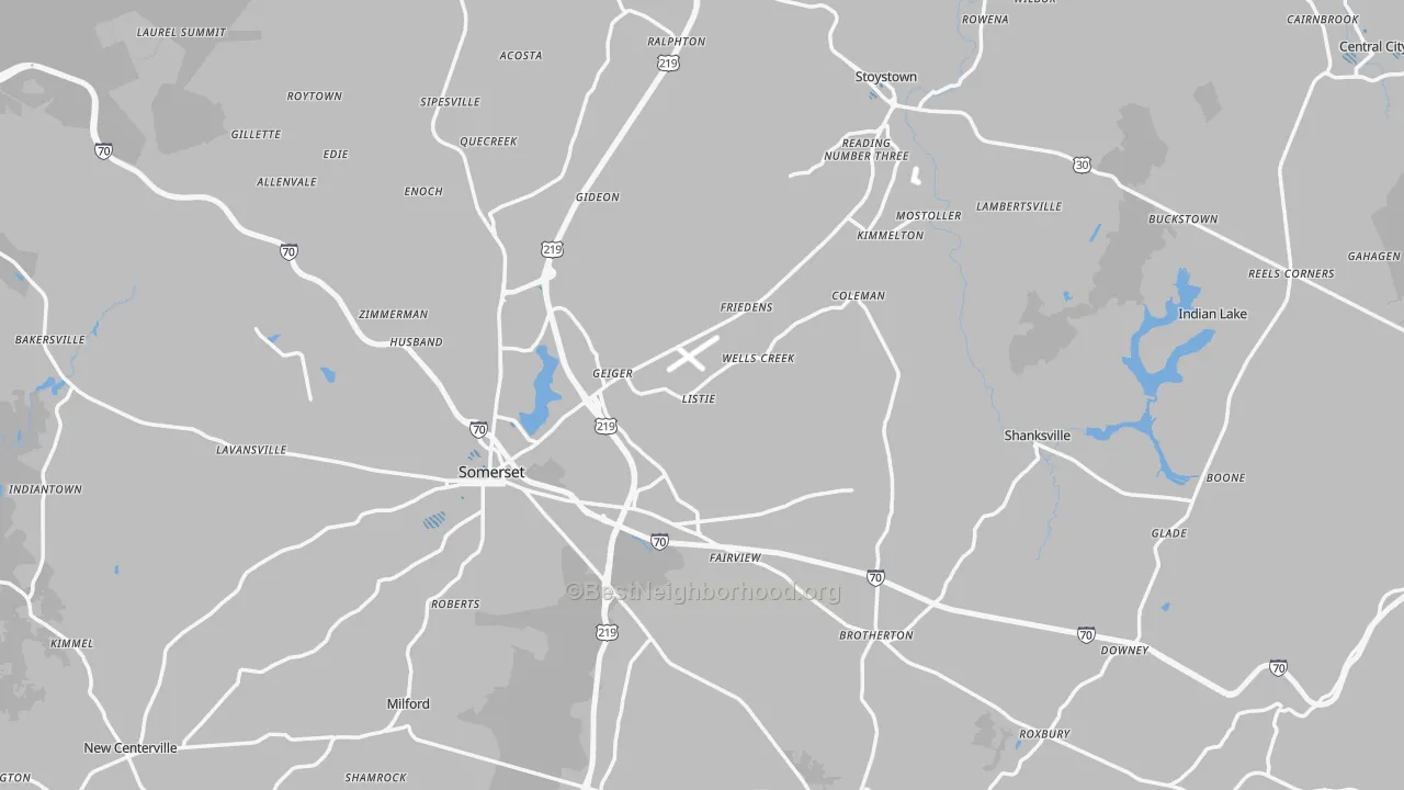 Transit Grade map of Somerset County, PA