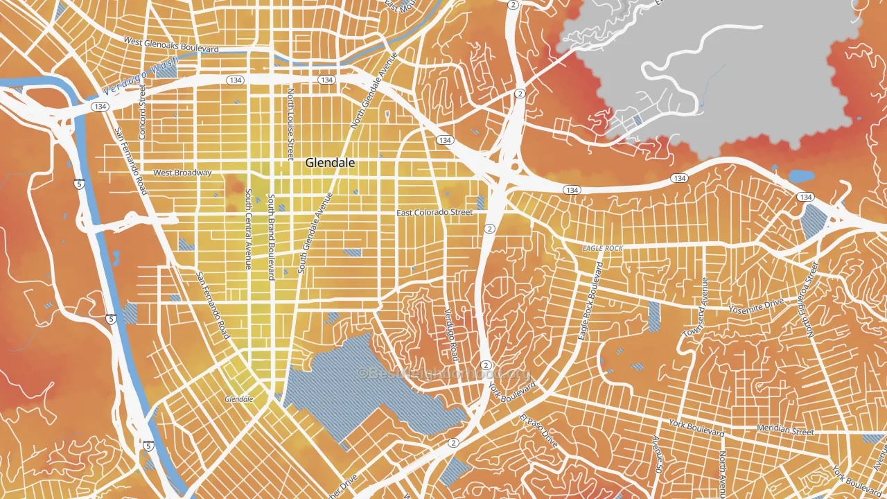 Transit Grade map of Somerset, Glendale, CA