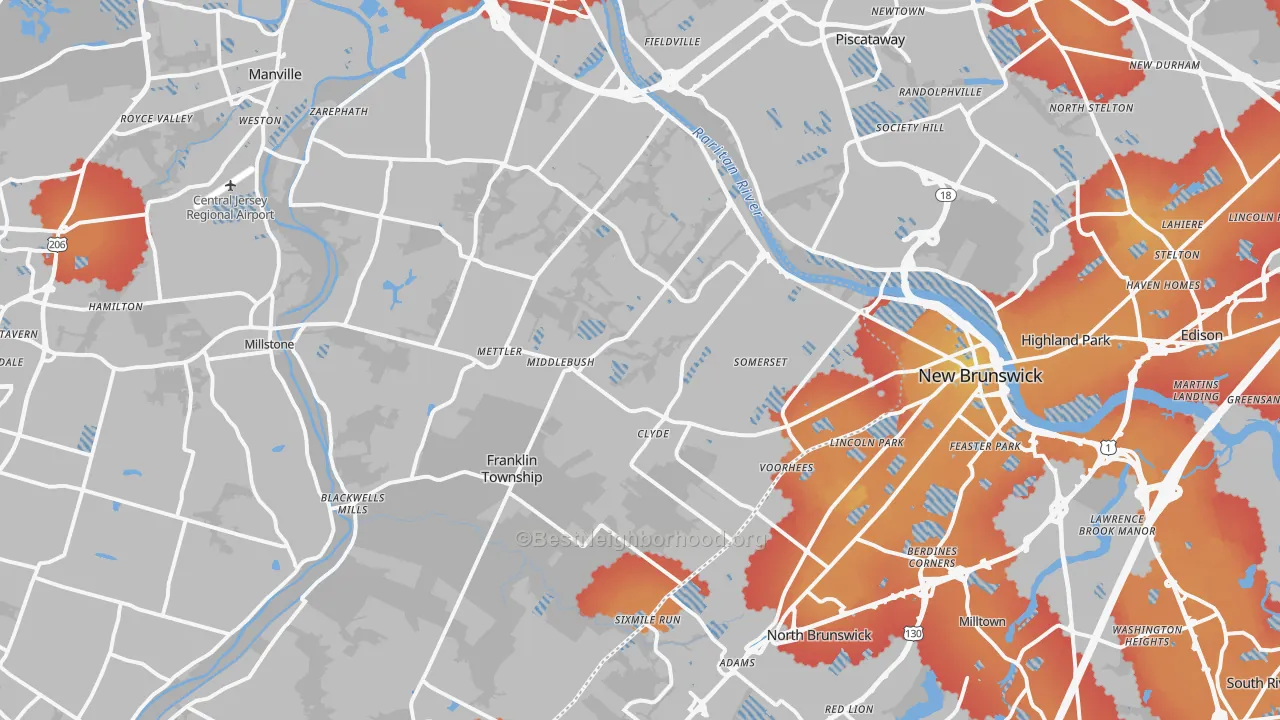 Transit Grade map of Somerset, NJ