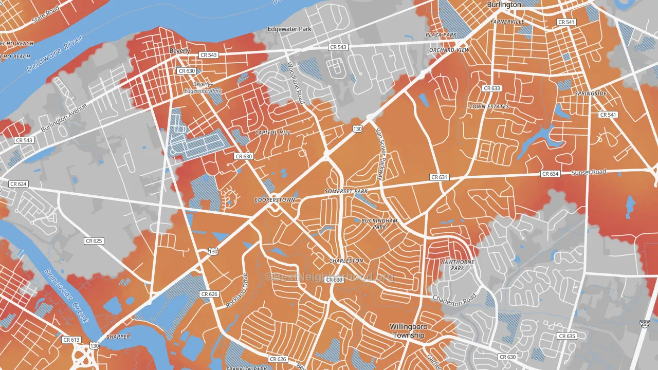 Transit Grade map of Somerset Park, Willingboro, NJ