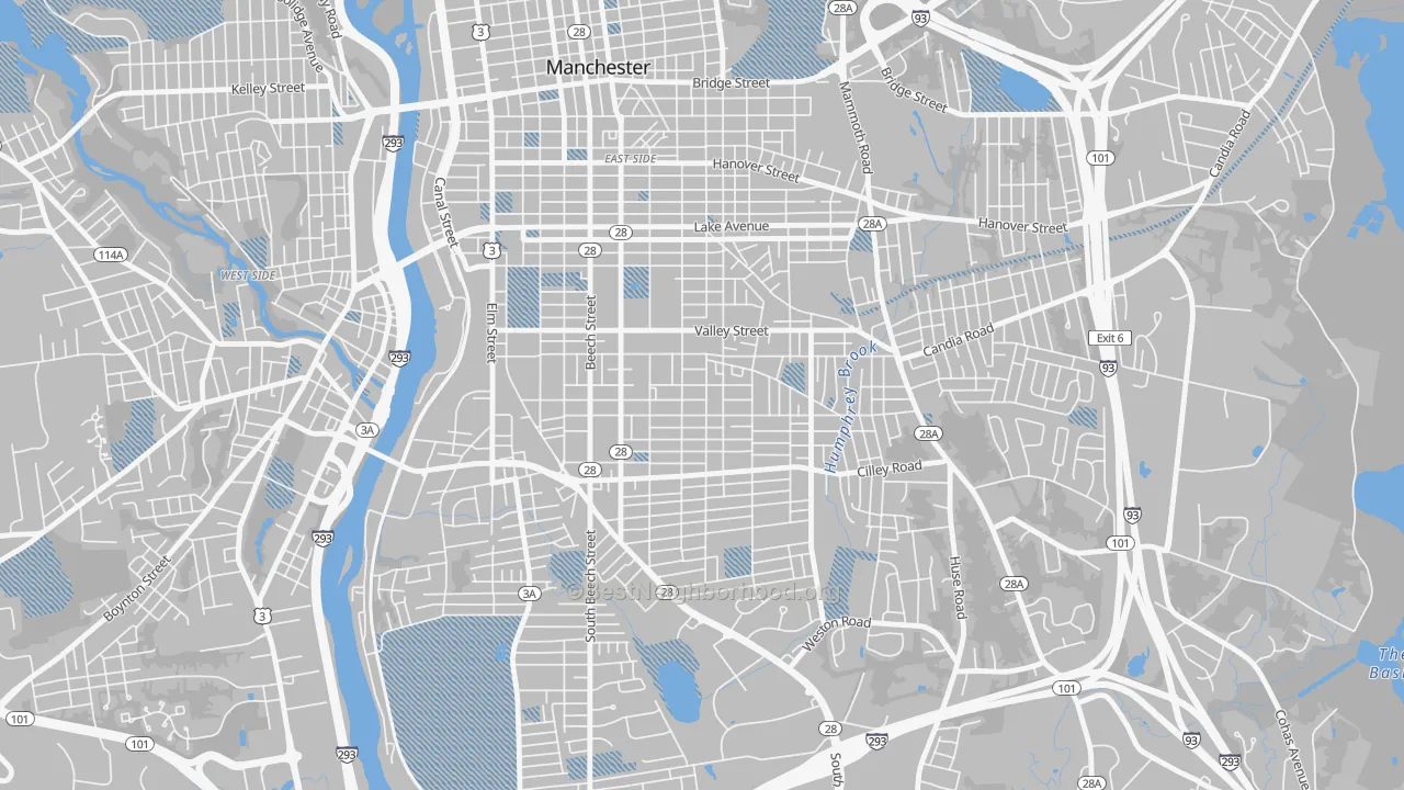 Transit Grade map of Somerville, Manchester, NH
