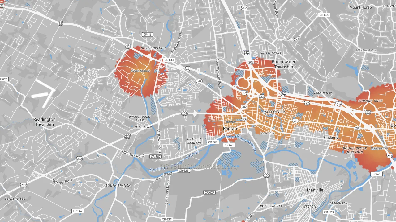 Transit Grade map of Somerville, NJ