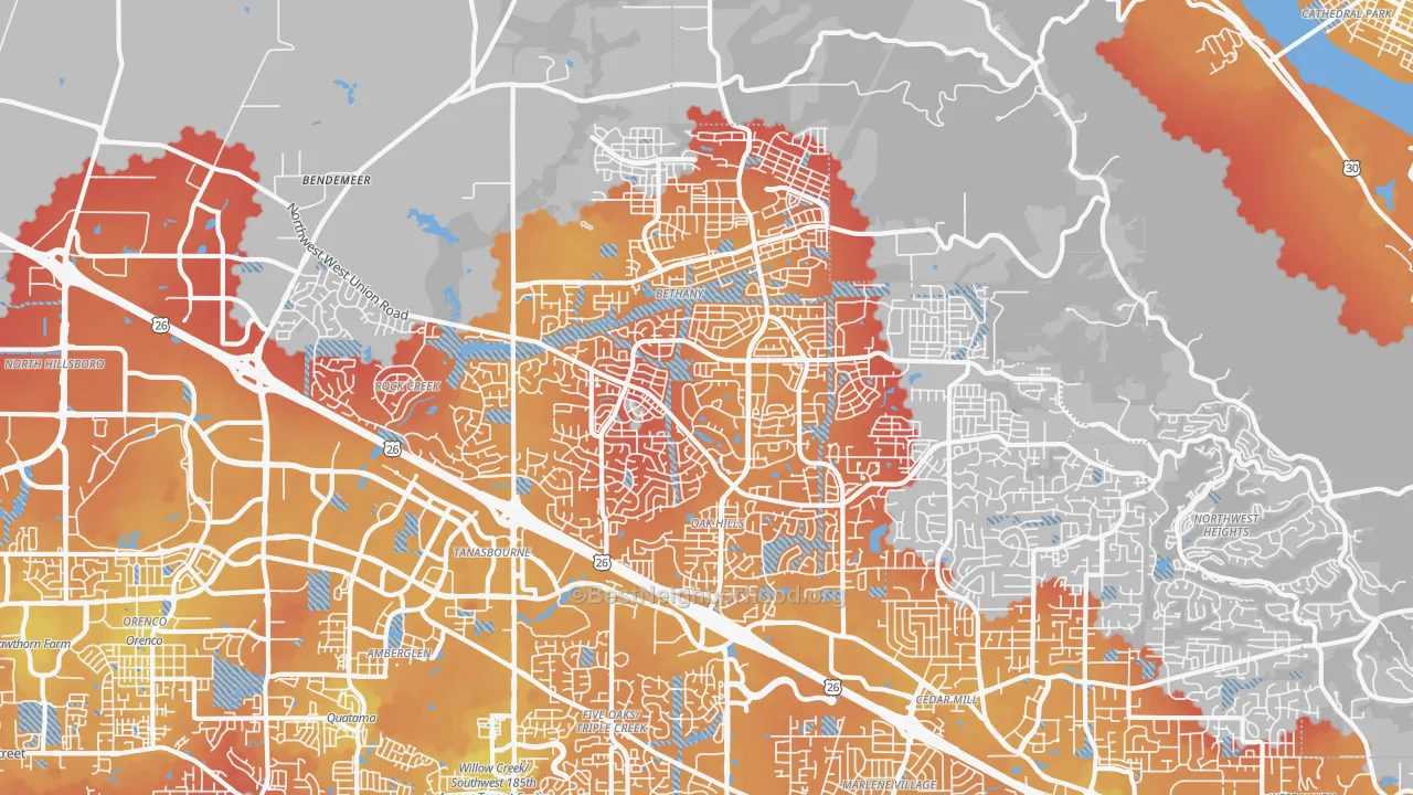 Transit Grade map of Sommerset West-Elmonica North, Bethany, OR