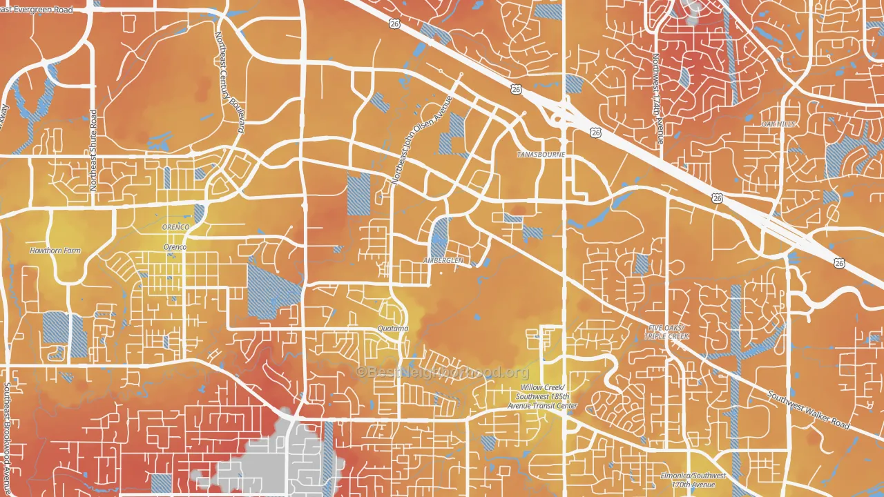 Transit Grade map of Sommerset West-Elmonica South, Hillsboro, OR