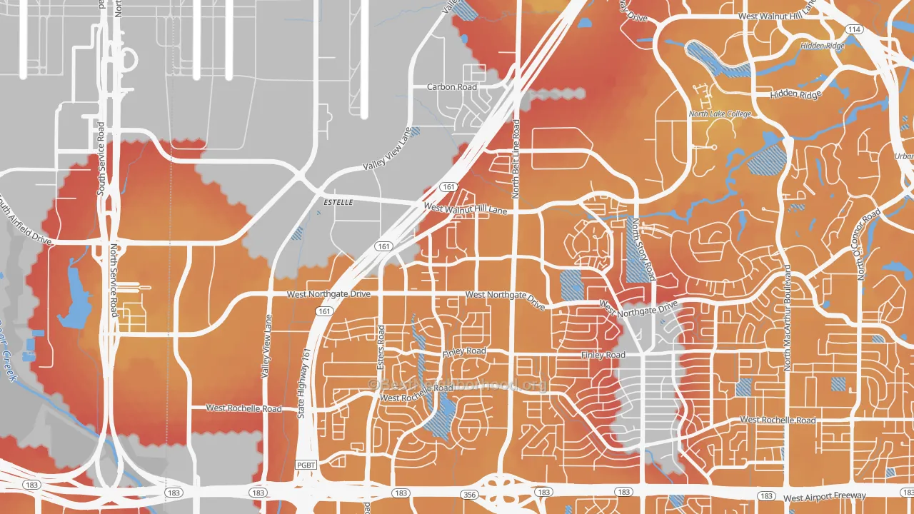 Transit Grade map of Song, Irving, TX