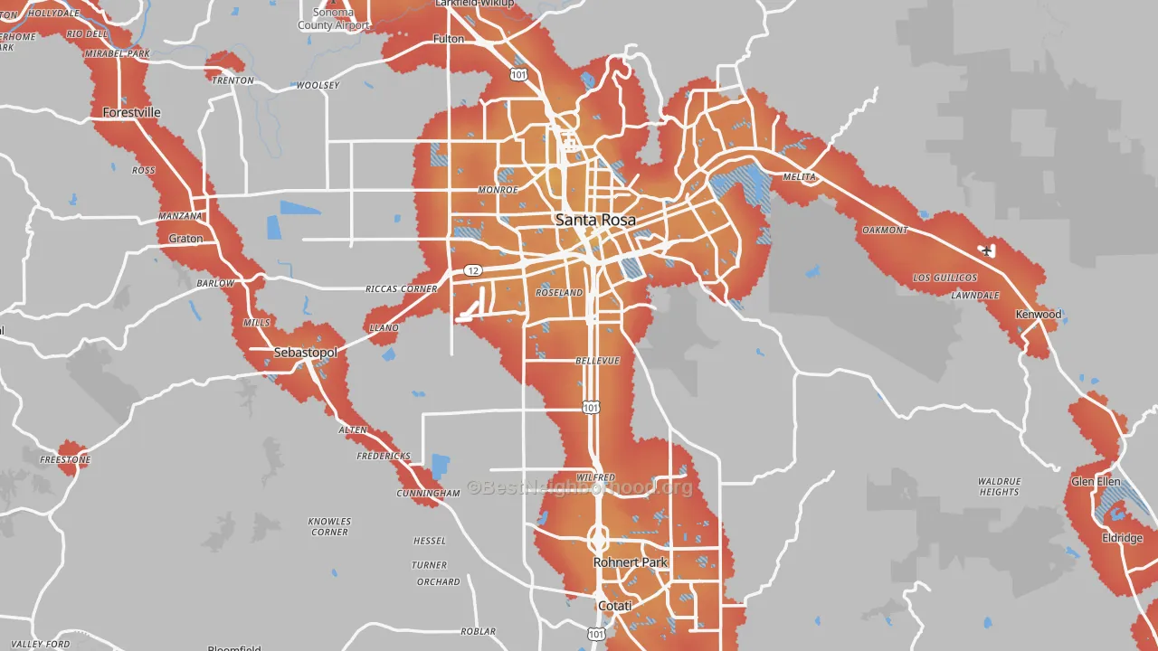 Transit Grade map of Sonoma County, CA