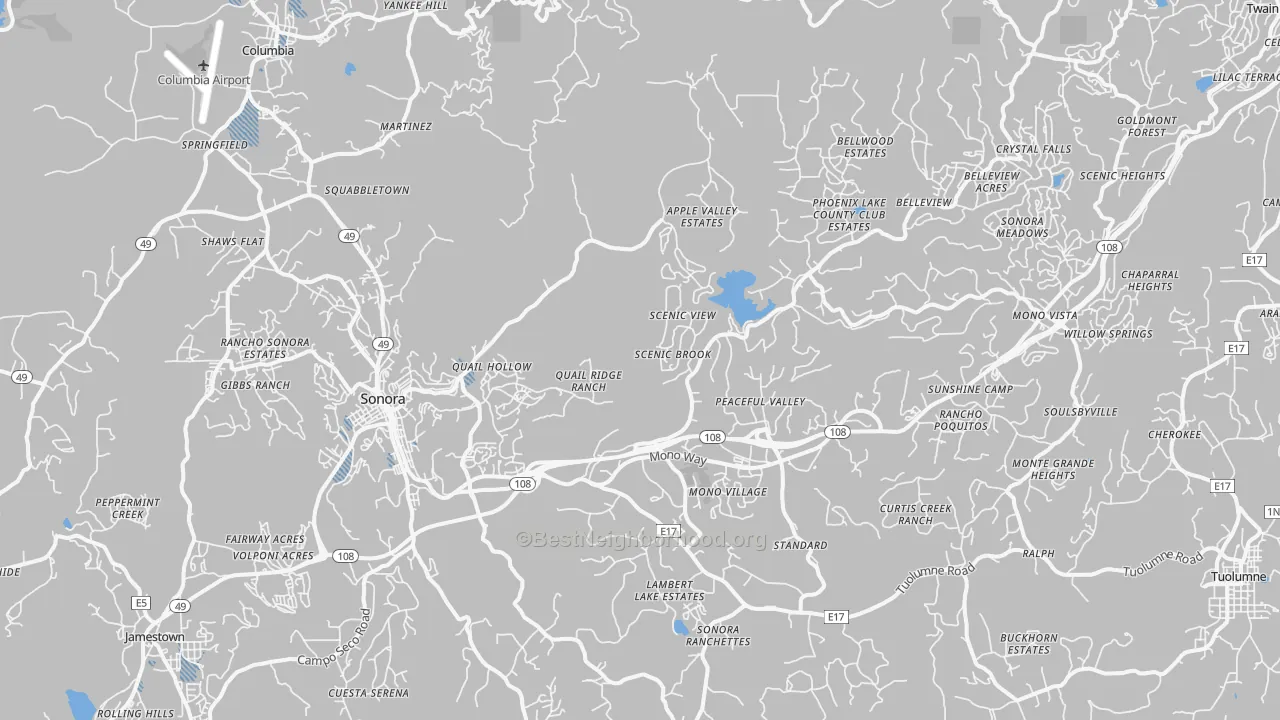 Transit Grade map of Sonora, CA