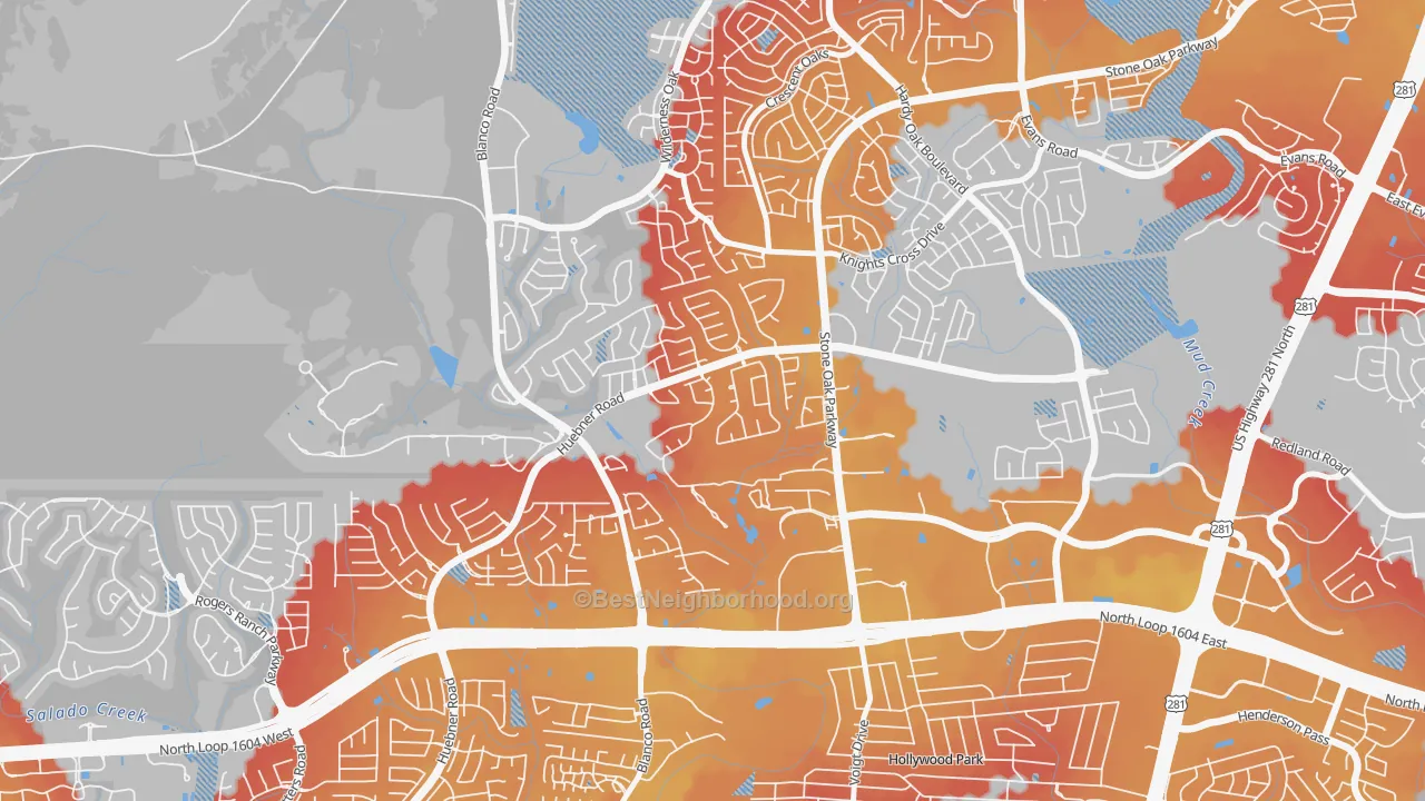 Transit Grade map of Sonterra-Stone Oak, San Antonio, TX