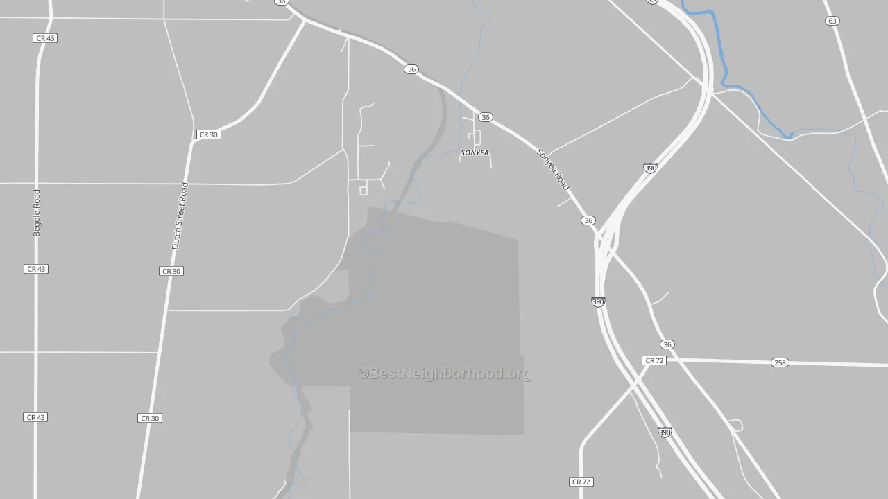 Transit Grade map of Sonyea, NY