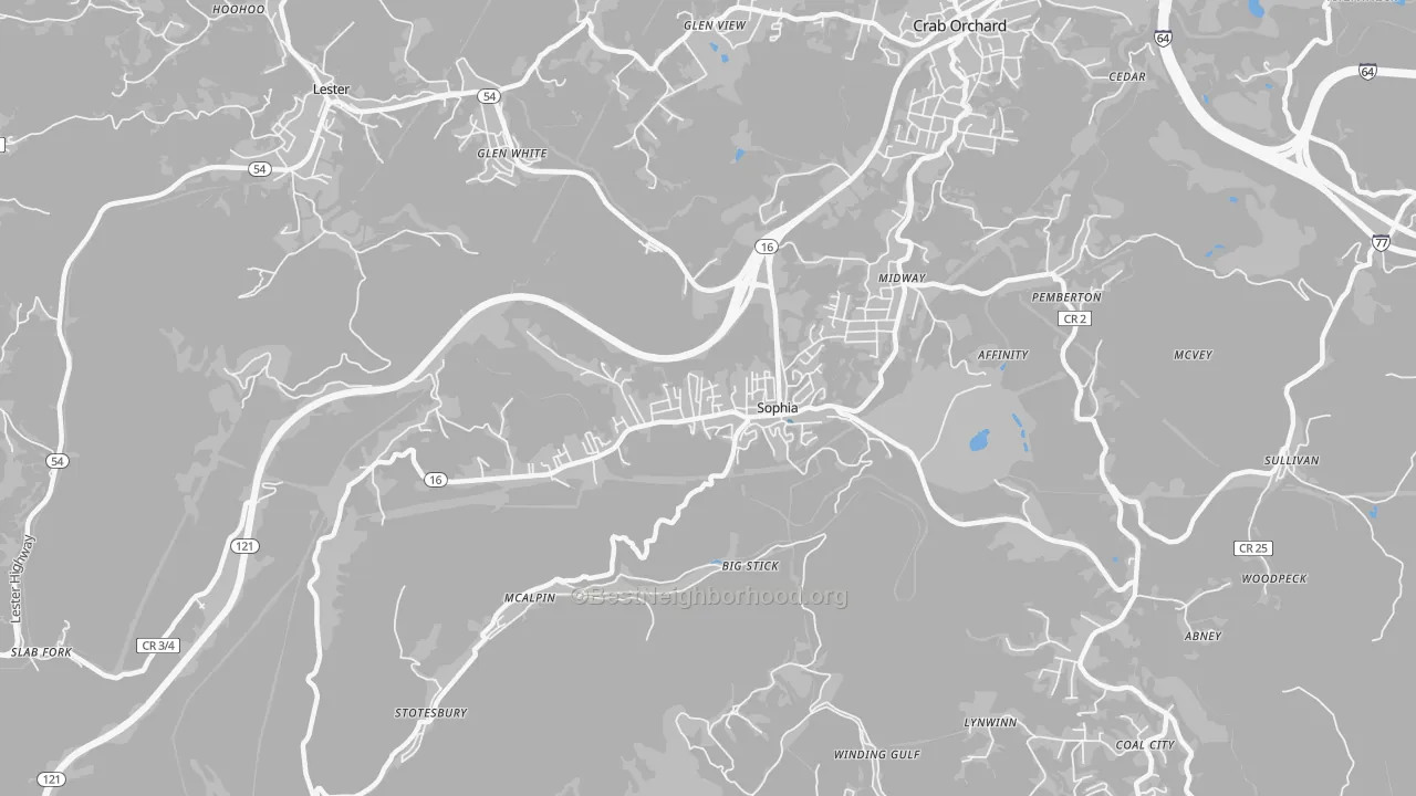 Transit Grade map of Sophia, WV