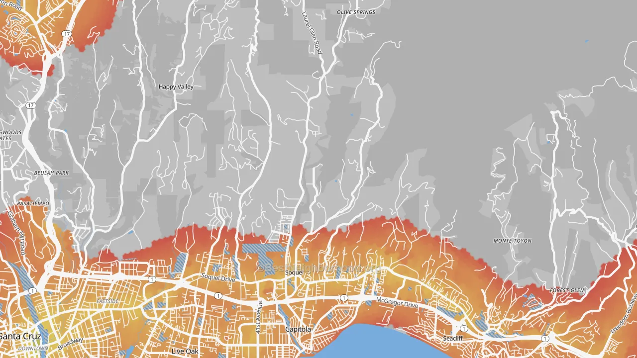 Transit Grade map of Soquel, CA