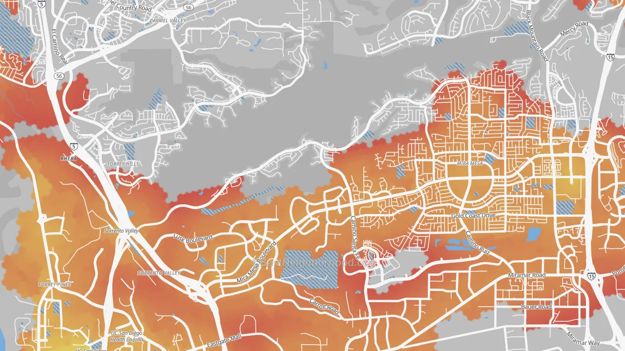 Transit Grade map of Sorrento Valley, San Diego, CA