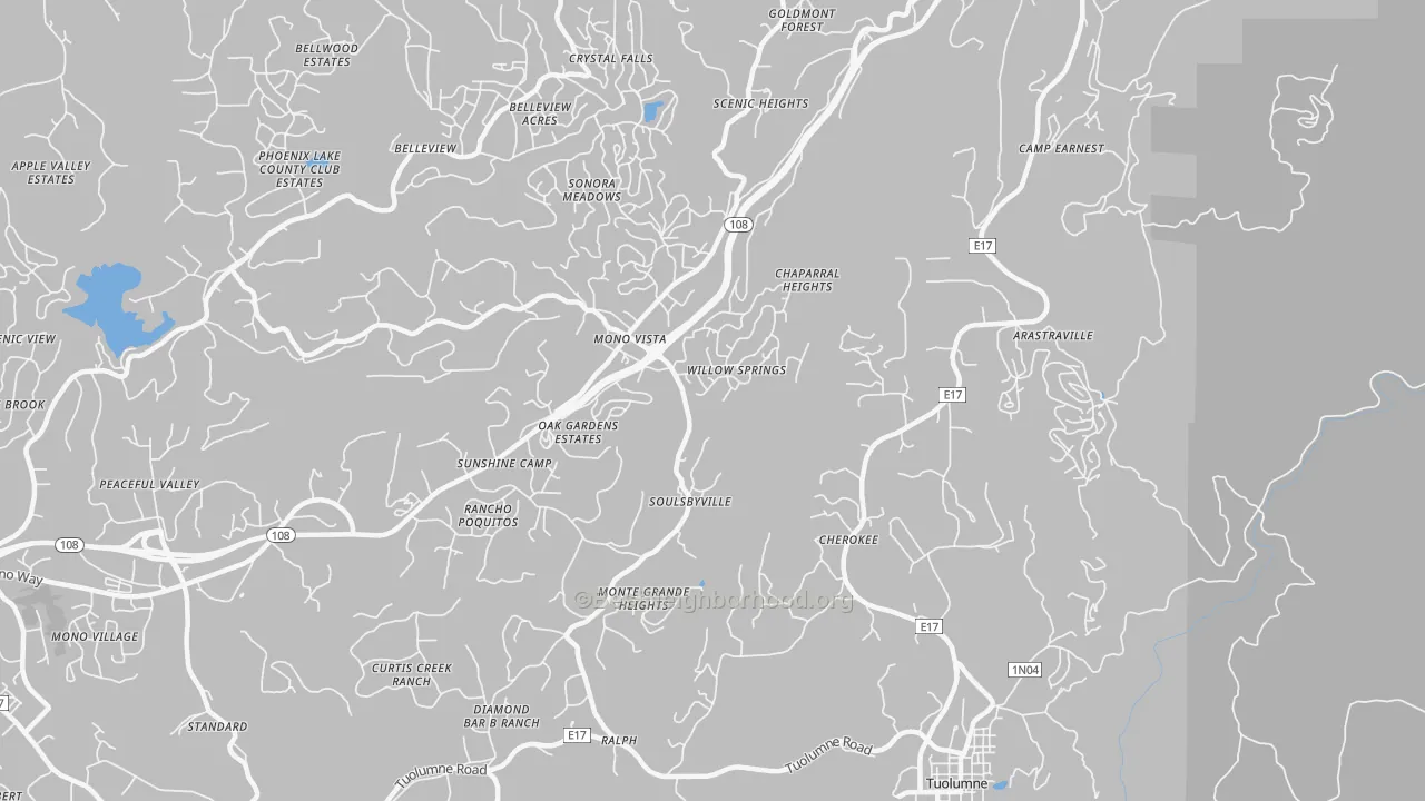 Transit Grade map of Soulsbyville, CA