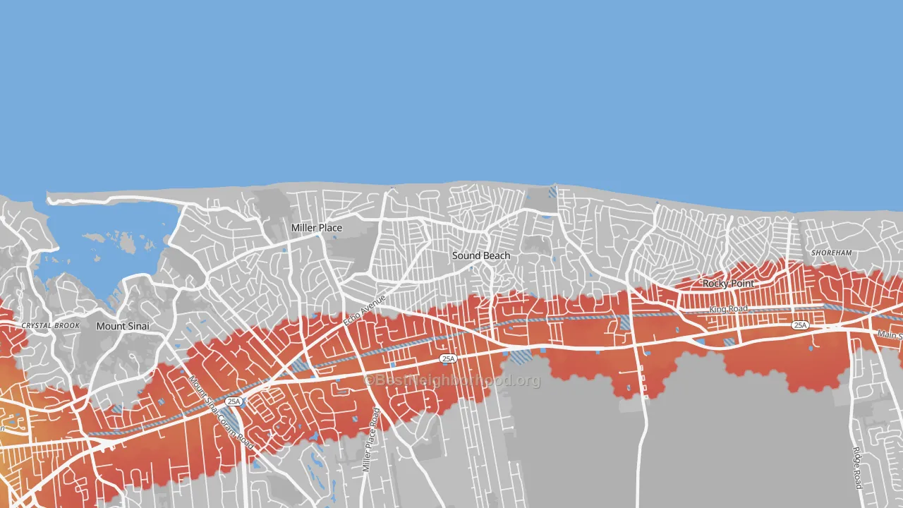 Transit Grade map of Sound Beach, NY