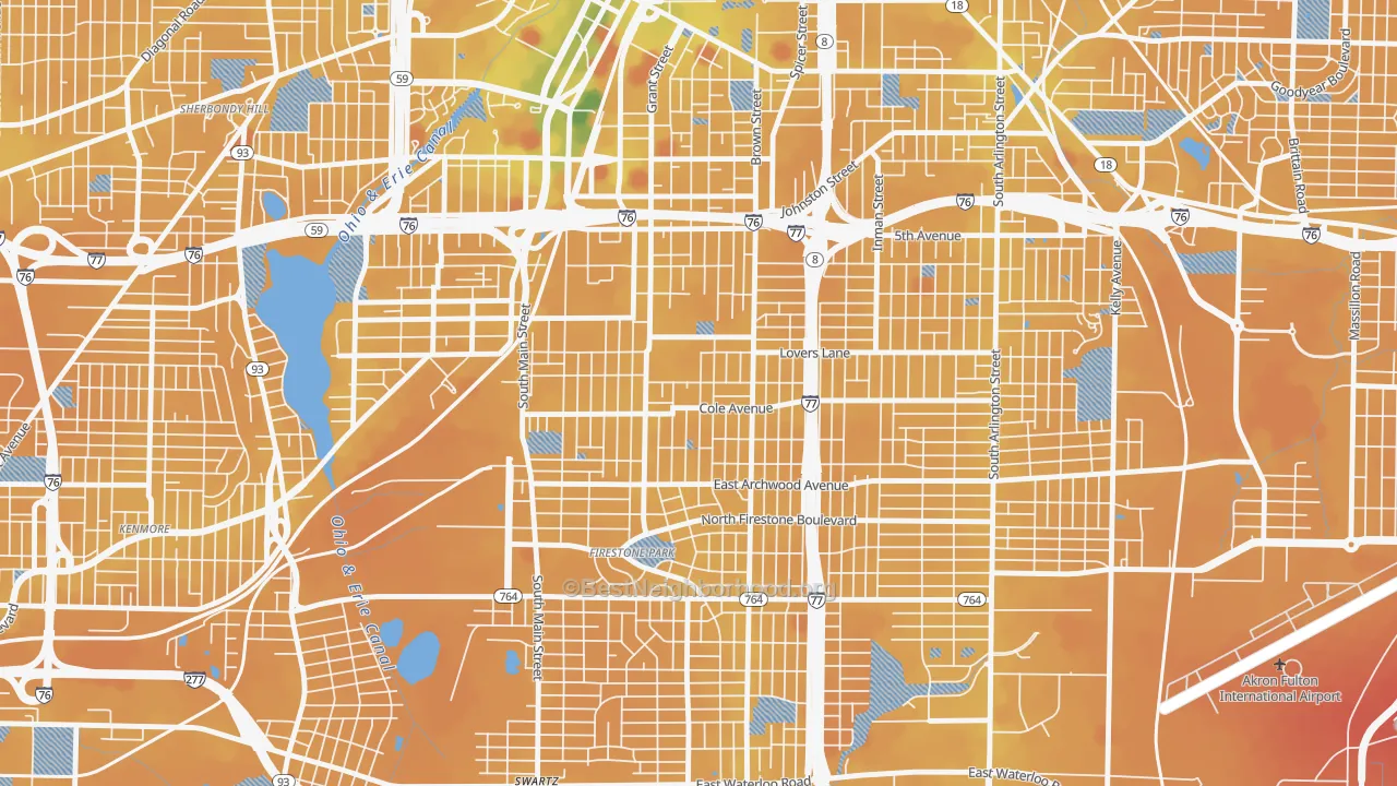 Transit Grade map of South Akron, Akron, OH