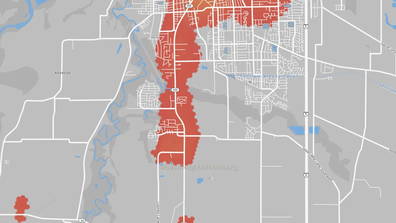 Transit Grade map of South Albany, Albany, OR