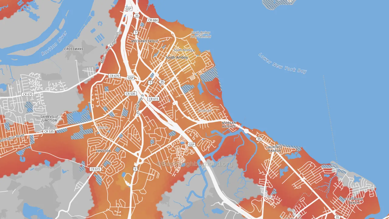 Transit Grade map of South Amboy, NJ