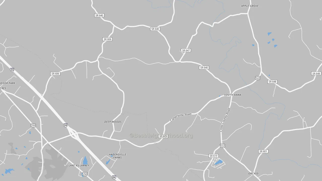 Transit Grade map of South Anna, VA