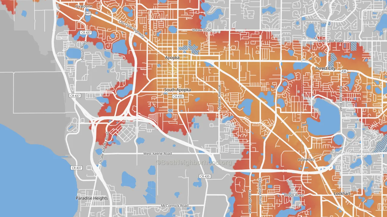 Transit Grade map of South Apopka, FL