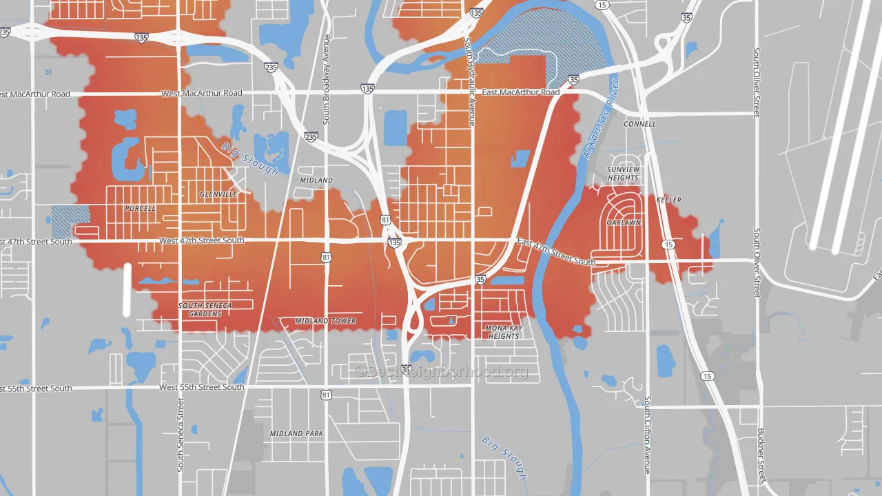 Transit Grade map of South Area, Wichita, KS