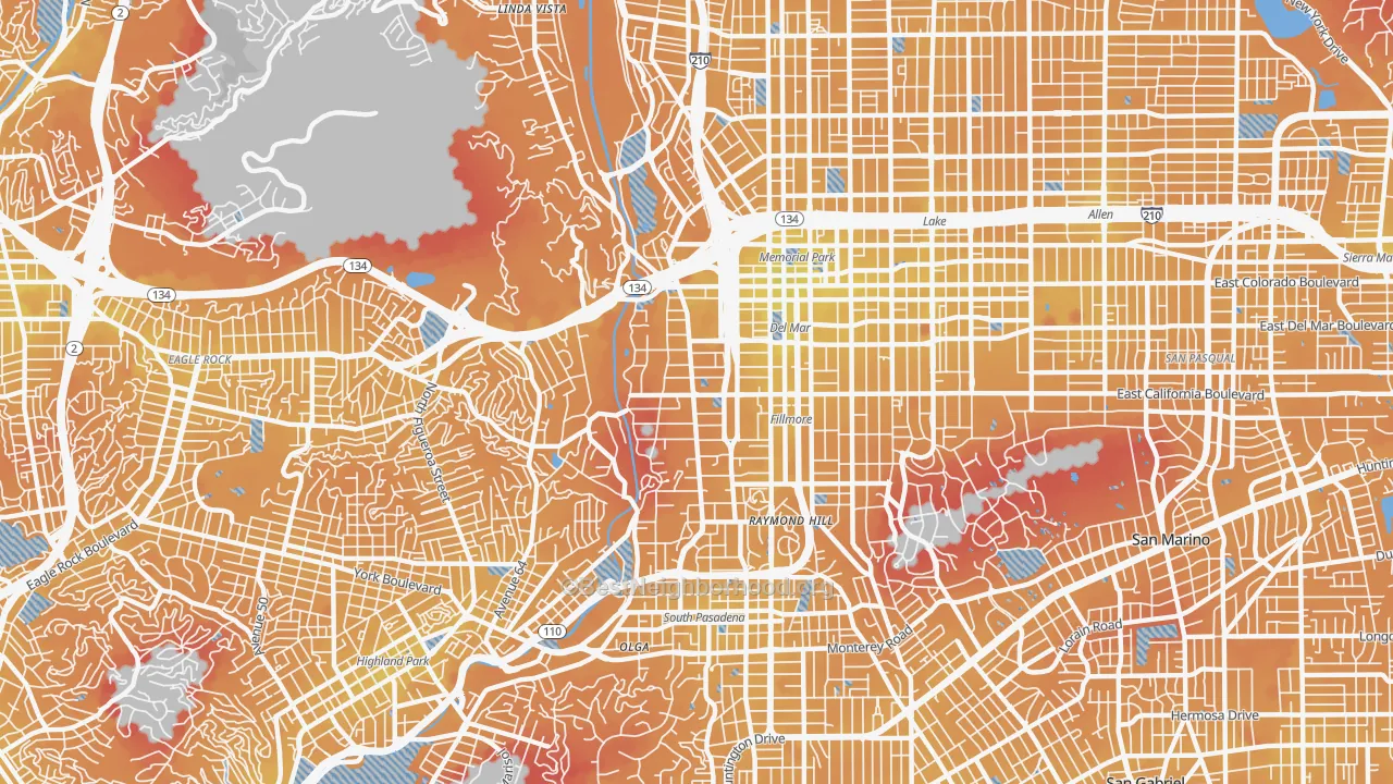 Transit Grade map of South Arroyo, Pasadena, CA