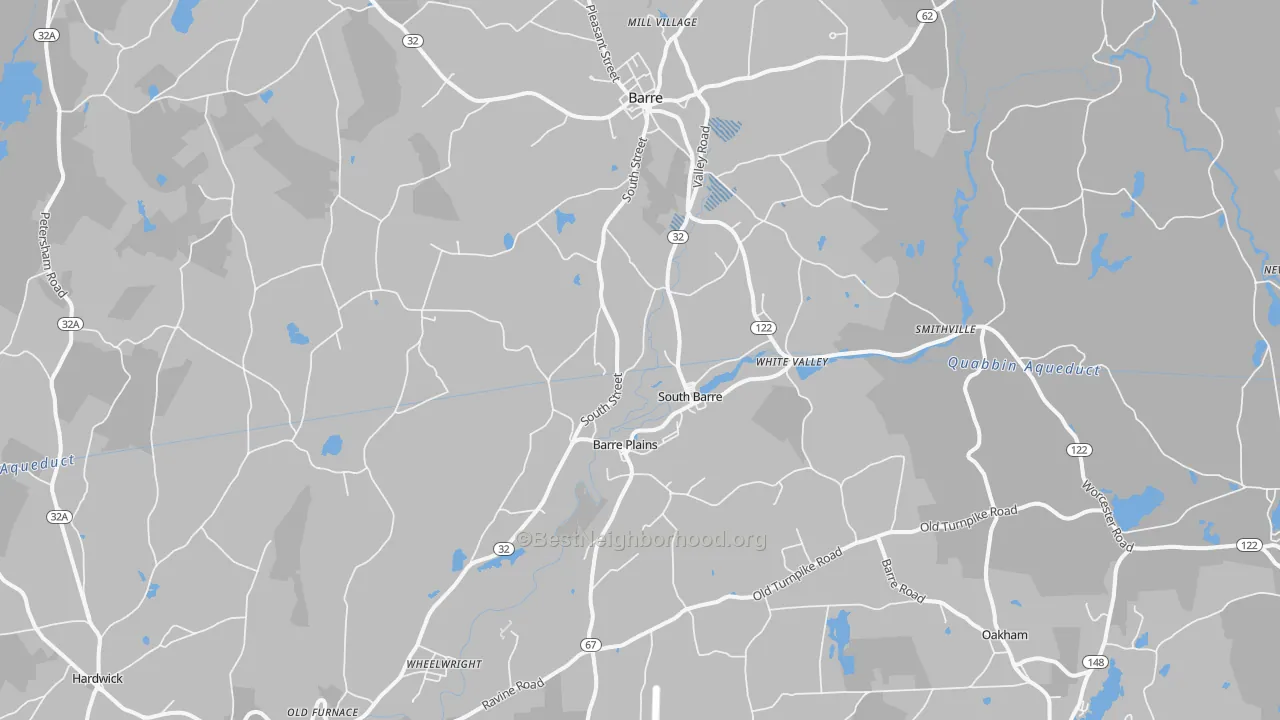 Transit Grade map of South Barre, MA