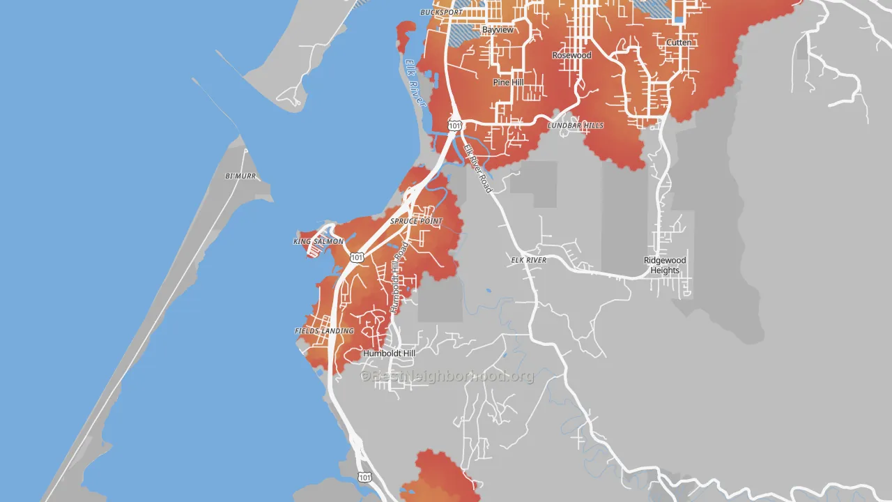 Transit Grade map of South Bay, Eureka, CA