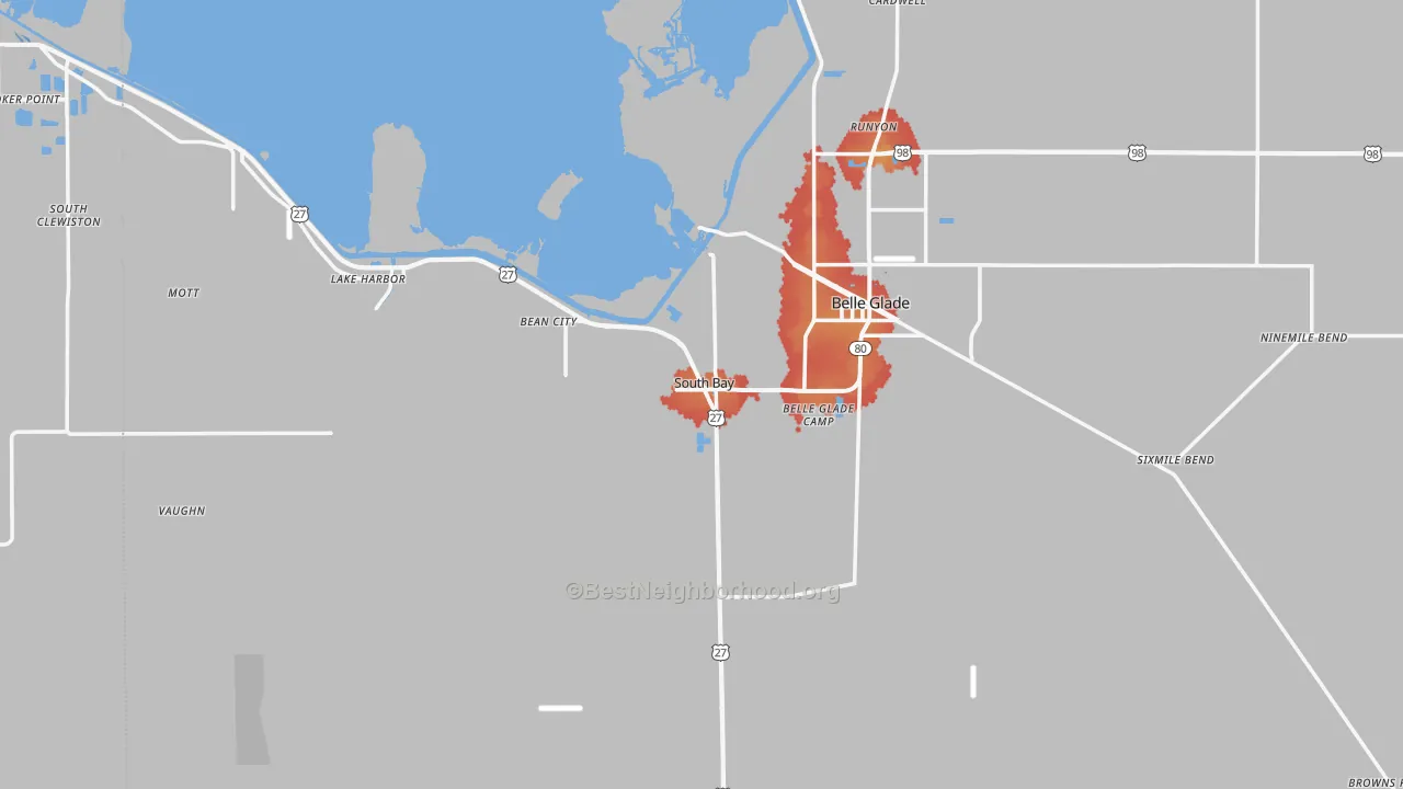 Transit Grade map of South Bay, FL